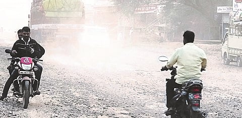 The Baramati Amarpur road is badly damaged