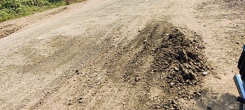Accidents are happening due to big potholes on Rajur Kolhar Ghoti road