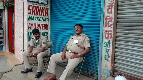 police escort near shiv sena and ncp office in belgaum