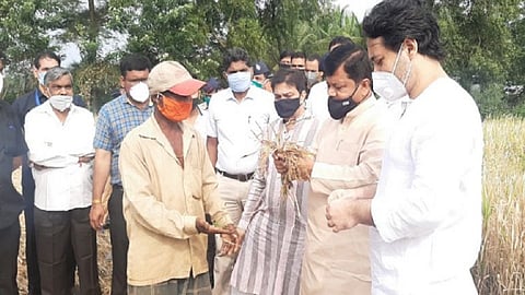 opposite party member pravin darekar on konkan tour for today observation of damages in farming in ratnagiri