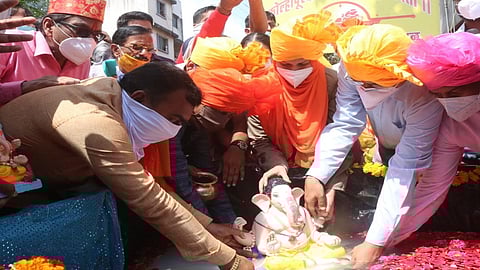 ganpati Immersion procession in Kolhapur Immersion of Ganesh idol of Tukaram Mali Talim Mandal the first Ganapati