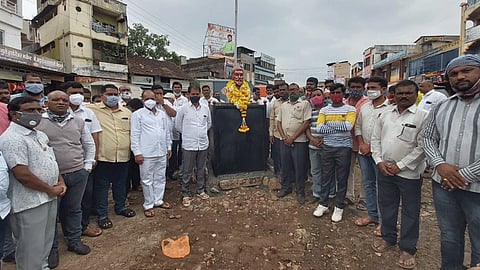 installed statue of shivaji maharaj in kolhapur bambavade village