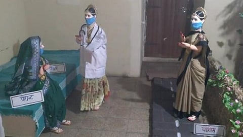 kolhapuri house wife decorate a corona hospital during ganesh festival scene at her home