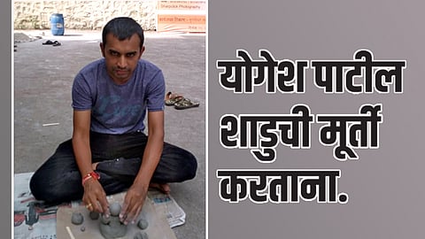 Yogesh Patil making Shadu  Ganesh idol