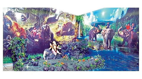 घरात अवतरले ‘जंगलबुक; संतोष जाधव यांचा पर्यावरणपूरक देखावा