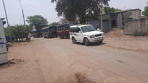 A route march was organized by the police for the by-election of Pandharpur Mangalwedha assembly constituency.jpg