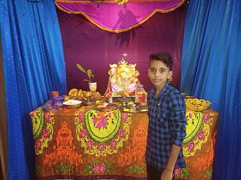 Ganesh idol made by eight year old boy malgao konkan sindhudurg