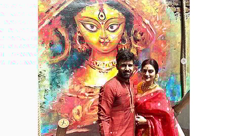 MP Nusrat Jahan shares navratri celebration photos with husband