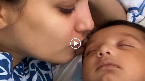 televison actress anita hassanandani singing gayatri mantra to son aaravv watch video