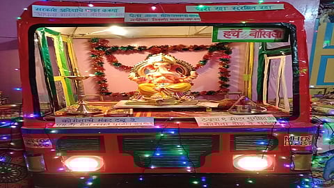 ganesh festival special decoration design of ST in ratnagiri express love about ST buses