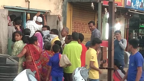 Crowds of people in the shop to buy mutton in kolhapur