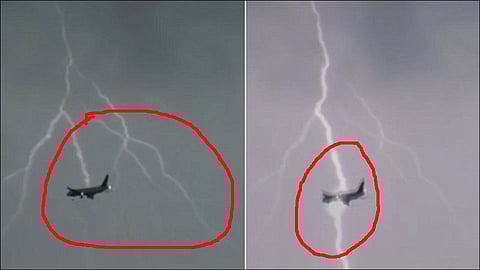 heathrow airport plane struck with lightning at london video viral