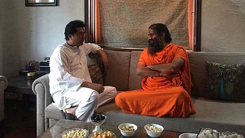 Yog Guru Baba Ramdev meet MNS chief Raj Thackeray at his Dadar residence Courtesy call