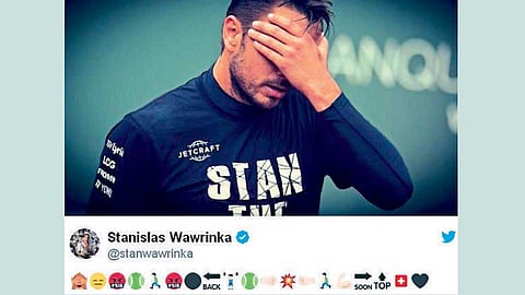 स्टॅन वॉव्रींकाने धक्कादायक पराभवानंतर अनेक इमोजी ट्विट केल्या. त्यात हताश वॉव्रींकाने कसून सराव करण्याच्या जोरावर लवकर ‘टॉप’ वर जाण्याचा निर्धारही व्यक्त केला.