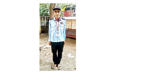 Security guard Sunil Thakur walks daily for his job
