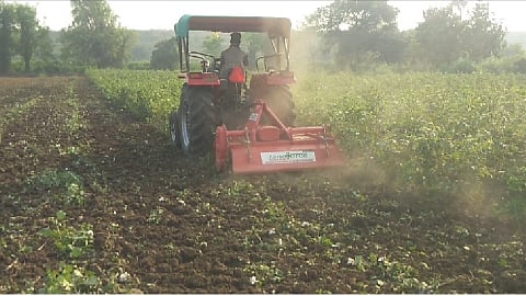 farmer turned tractor on cotton in 10 acre in rajura of chandrapur