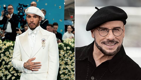 Lewis Hamilton at the 2025 Met Gala and John Travolta at Cannes 2026 wearing Beret