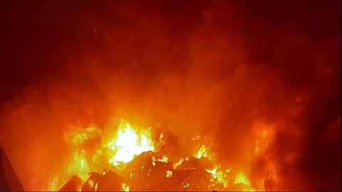 Haryana: Oil tanker caught fire on Ambala-Chandigarh road