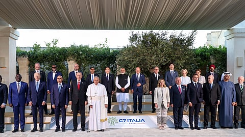 Prime Minister Narendra Modi with world leaders during the G7 summit
