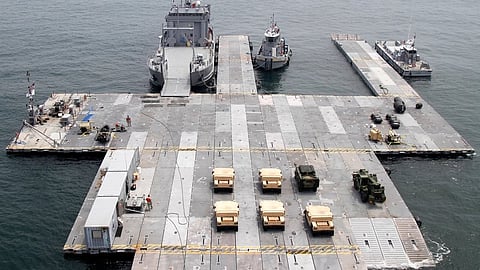 US Military base and temporary pier in Gaza