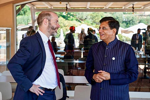 Union Minister of Commerce and Industry Piyush Goyal meets UK Secretary of State for Business and Trade Jonathan Reynolds, on the sidelines of the G7 Trade Ministers' Meeting