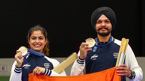 Manu clinches historic second Olympic medal; wins 10m air pistol mixed team bronze with Sarabjot