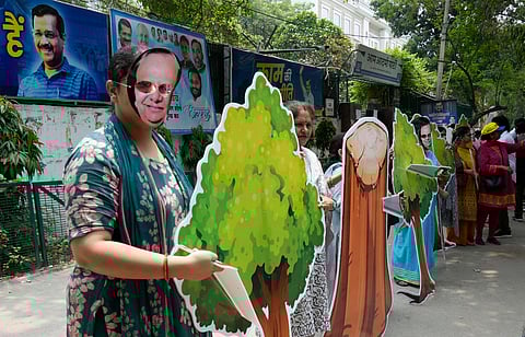 AAP protests near BJP office over cutting of 1,100 trees in Delhi's southern ridge