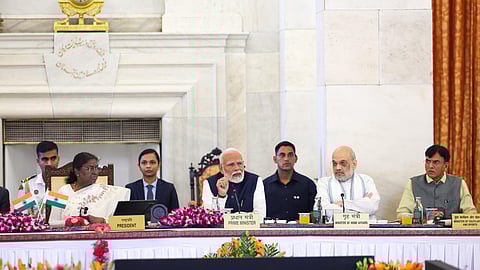 Prime Minister Narendra Modi addresses the Conference of Governors, at the Rashtrapati Bhavan in New Delhi