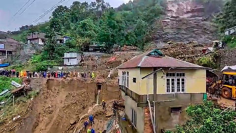 Rescue work underway after a stone quarry collapsed amid heavy rain in the aftermath of Cyclone Remal, in Aizawl district