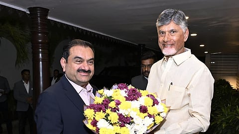 Andhra CM Chandrababu Naidu reviews infra projects with Adani