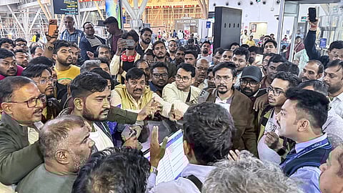 IndiGo passengers protest after repeated flight delays at Delhi airport