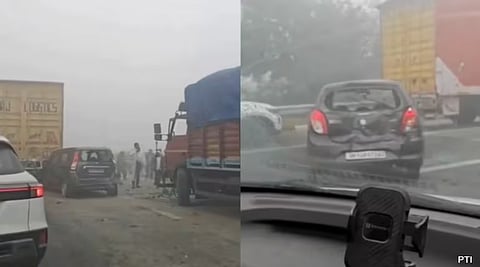 Multiple vehicles collide on Noida Expressway due to dense fog, many injured