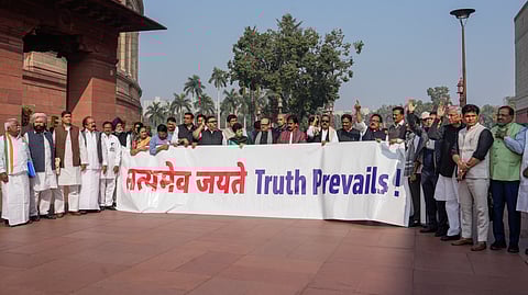 Congress protests in Parliament over ED's alleged misuse