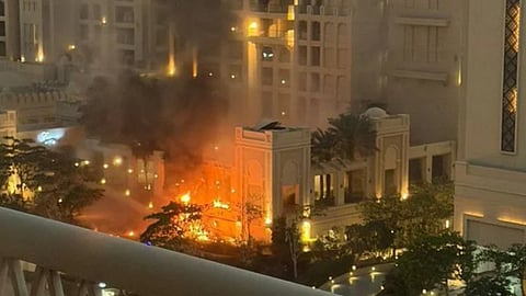 Explosion at The Palm in Dubai, smoke seen rising from building