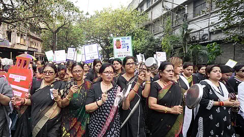 TMC women activists take out protest march in Kolkata over LPG price hike