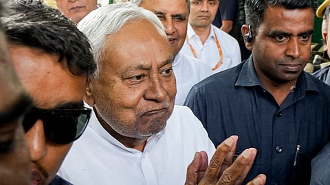 Nitish Kumar takes oath as Rajya Sabha MP, ending his tenure as Bihar CM