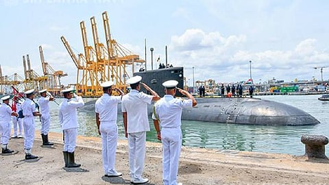 Sri Lanka Navy welcomes Indian submarine Sindhukesari with full naval honours