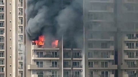 Fire breaks out at a high-rise in Noida; 15 people rescued