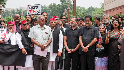 Opposition MPs stage protest against govt at Parliament wearing black clothes