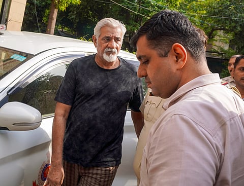 Lokesh Bajaj, owner of the hotel where 21 people were killed in a fire incident on Wednesday, brought to the Malviya Nagar Police Station, in New Delhi | File image/PTI
