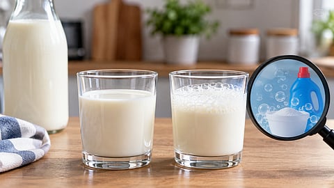 A simple shaking test can help consumers check how their milk reacts and look for visible bubble formation, as demonstrated by FSSAI | Representational image