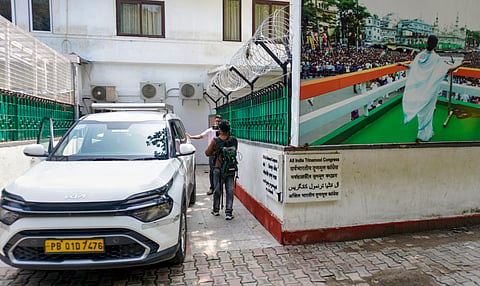 Media personnel outside the residence of TMC Rajya Sabha MP Mohammad Nadimul Haque at South Avenue during an ED raid in connection with a money laundering investigation, in New Delhi, on Monday | PTI