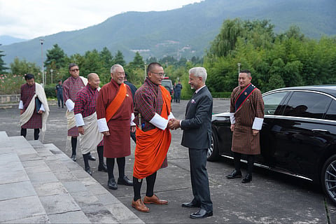 External Affairs Minister S Jaishankar with Bhutan Prime Minister Tshering Tobgay during a meeting, in Thimphu | PTI
