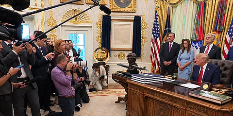 Trump cited what he described as repeated 'fake news' and unfavorable coverage of his administration | X