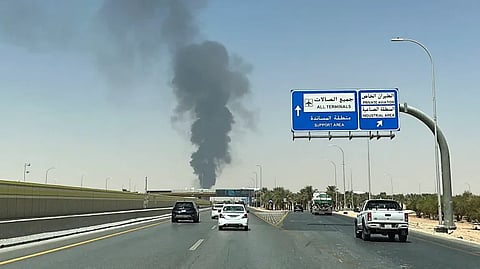 An explosion was heard in Riyadh and black smoke rose near the international airport, but Saudi authorities reported no casualties.