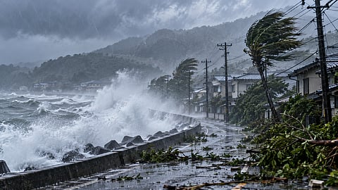 Japan is facing widespread disruption from Typhoon Dujuan, with nearly 1.9 million evacuation orders and thousands of households without power | Representational image/AI generated