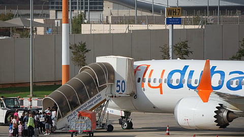 Passengers embark on a FlyDubai aircraft at Ben Gurion International Airport, near Tel Aviv, Israel | PTI