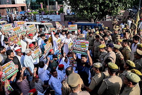 Around 5,000 police and paramilitary personnel had been deployed as demonstrations demanding CEC Gyanesh Kumar’s resignation entered a third consecutive day