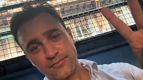 Imran Khan shared a selfie from a police van with the caption, 'Apparently I’m going for a drive' | Instagram
