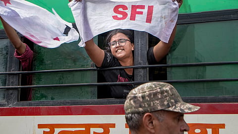 Left-wing student organisations protest in Delhi amid crackdown on CJP demonstrations | PTI